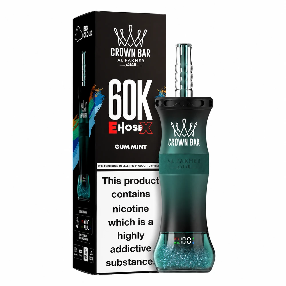 CROWN BAR Al Fakher E Hose X 60K Puffs - Gum Mint CROWN BAR Al Fakher E Hose X 60K Puffs - Gum Mint - Image 1