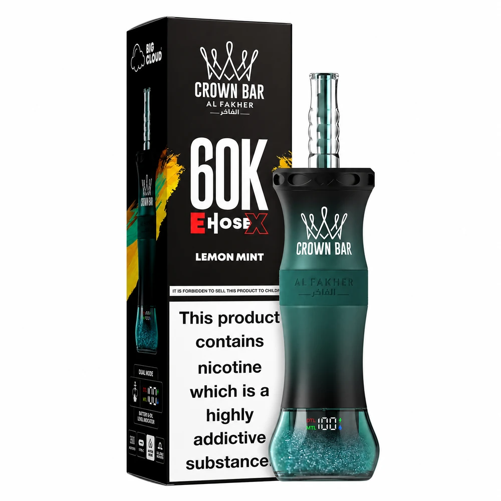 CROWN BAR Al Fakher E Hose X 60K Puffs - Lemon Mint CROWN BAR Al Fakher E Hose X 60K Puffs - Lemon Mint - Image 1