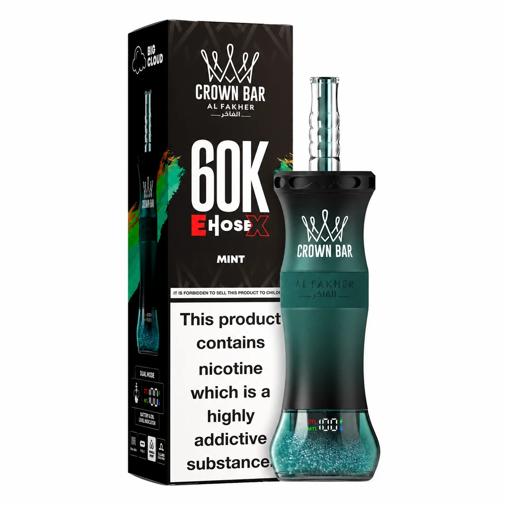 CROWN BAR Al Fakher E Hose X 60K Puffs - Mint CROWN BAR Al Fakher E Hose X 60K Puffs - Mint - Image 1