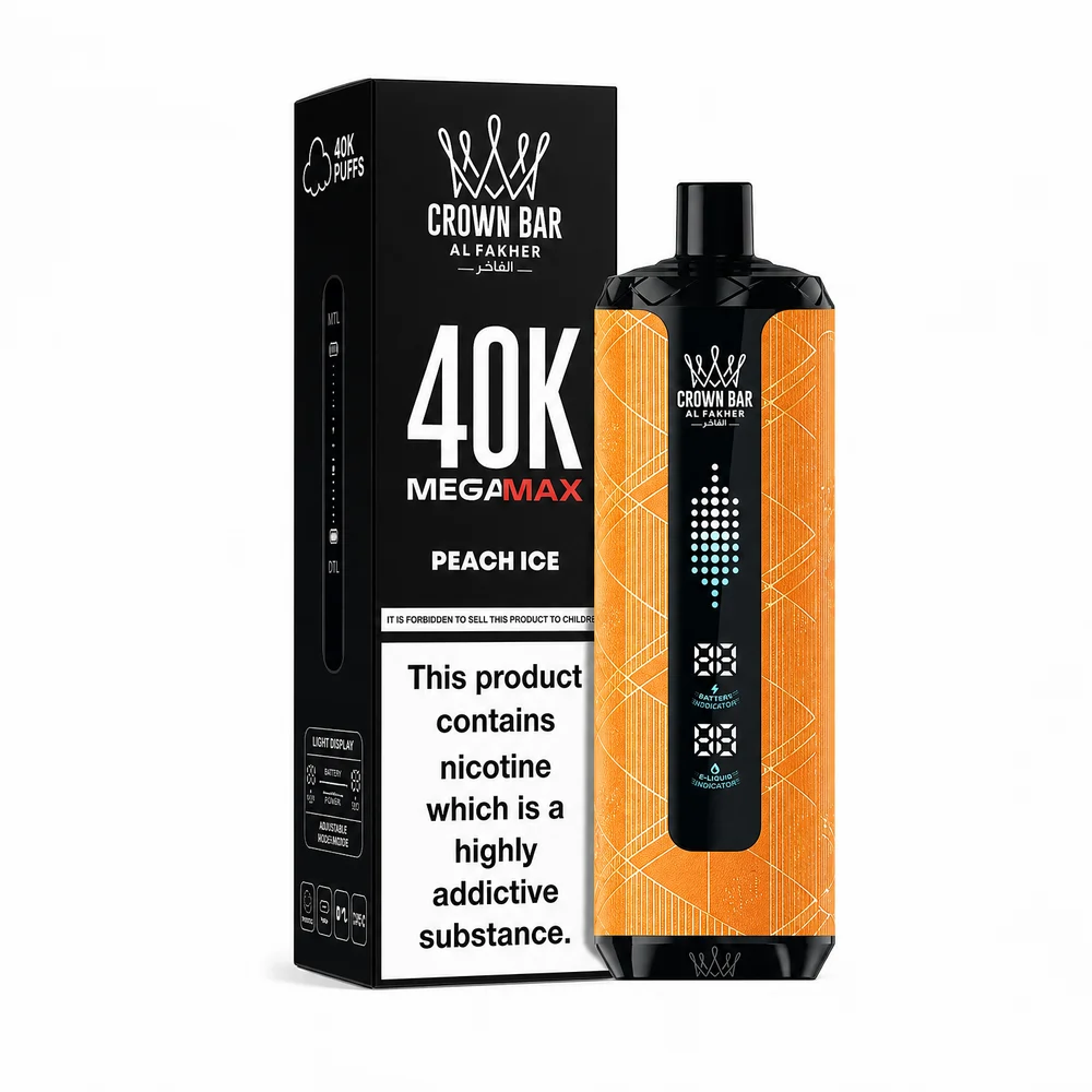CROWN BAR Al Fakher MEGA MAX 40K Puffs - Peach Ice CROWN BAR Al Fakher MEGA MAX 40K Puffs - Peach Ice - Image 1